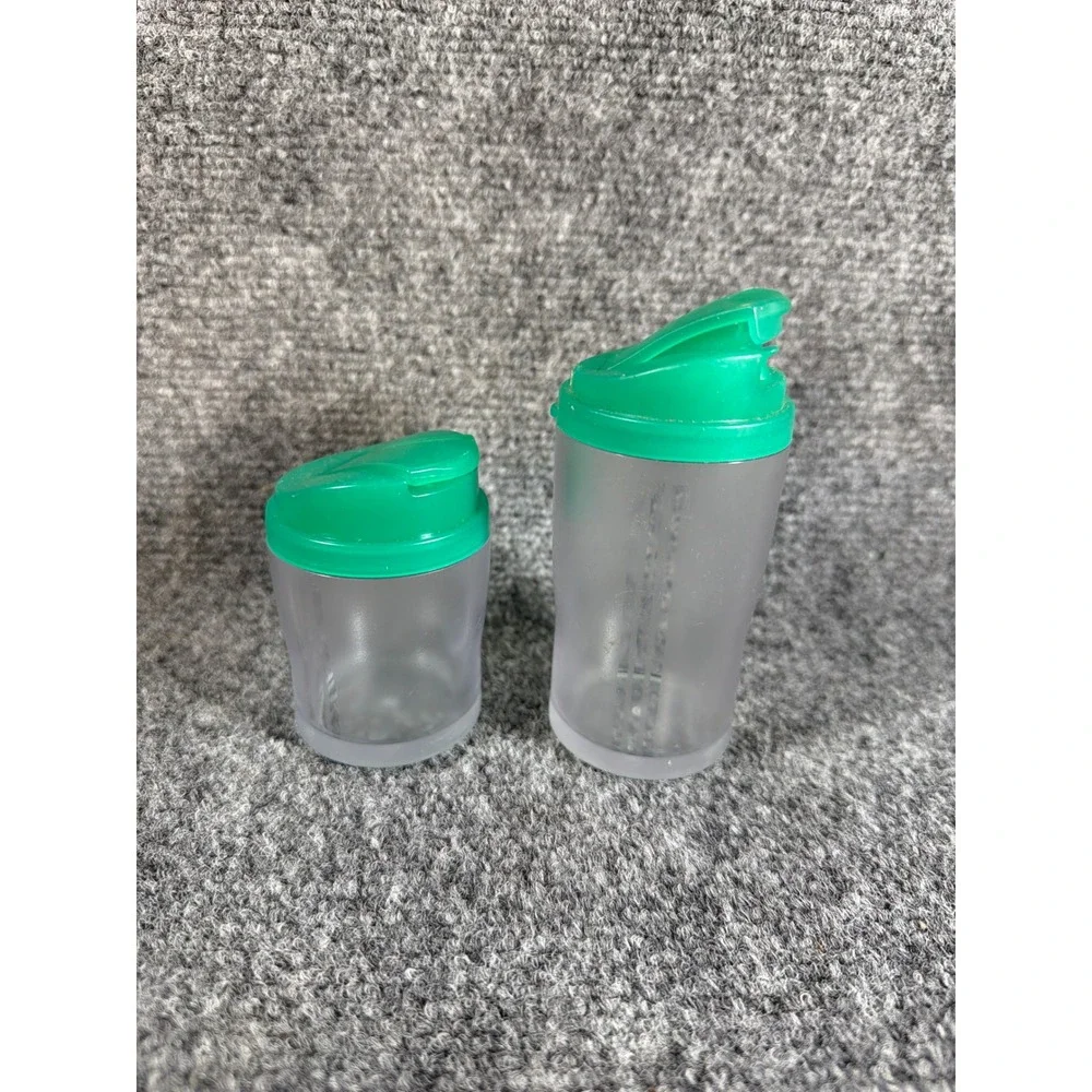 Tupperware Salt and Pepper Shakers Set Green Lids 90ml 135ml